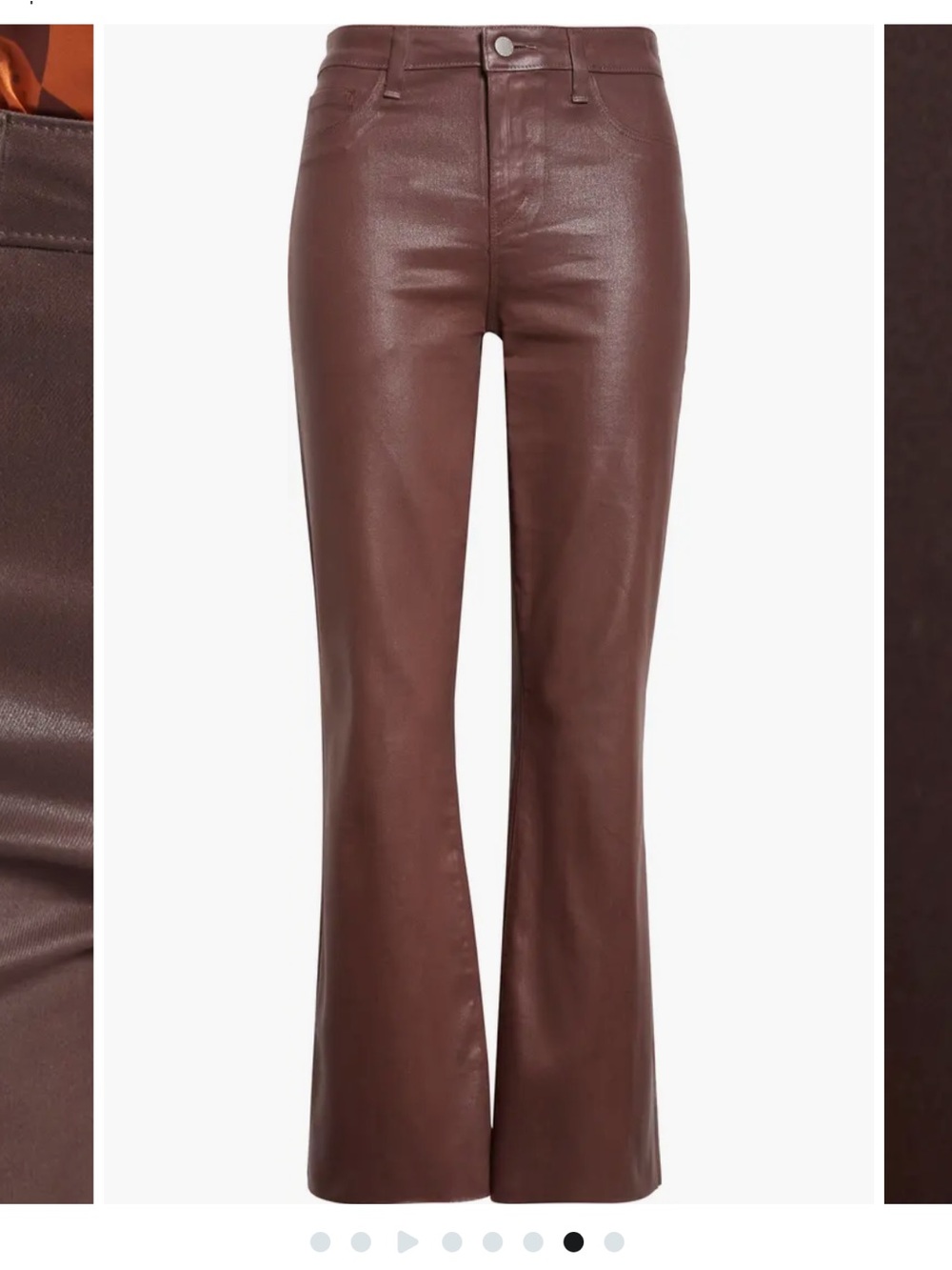L’AGENCE Kendra Coated High Waist Crop Flare Jeans Chocolate Brown Size 26